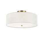 Globe Electric 60998 Kyle 2-Light Flush Mount Ceiling Light, Matte Brass, White Linen Shade