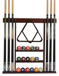 Flintar Wall Cue Rack, Billiard Pool Cue Stick Holder, Made of Solid Hardwood, Improved Wall Mounting Hardware L Bracket Included, Cue Rack Only, Mahogany Finish