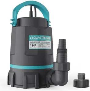 Aquastrong Sump Pump 1 HP Submersible Water Pump Thermoplastic Portable Utility Pump 4500 GPH High Flow Water Removal for Swimming Pool Garden Pond Basement Window Wells with 10ft Long Power Cord