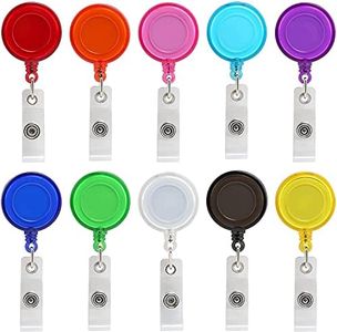 Heavy Duty Retractable Badge Holders, 10 Pcs ID Badge Clip,Vertical Style Clear ID Card Holders, Retractable Badge Holders, Badge Reel, Retractable ID Badge Name Tag Holder for Office Workers