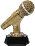 Decade Awards Microphone Trophy - 6 Inch Tall | Golden Mic Drop Award | Celebrate Vocal Talents with This Prize for Best Emcee, Announcer, DJ or Karaoke/Singing Contests - Engraved Plate on Request