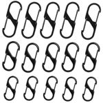 15pcs Zipper Clip Theft Deterrent,S Shaped Dual Carabiner,Snap Hook Carabiner,Small Carabiner,Backpack Zipper Lock Clip,for Outdoor Travel Camping Hiking,Fishing,Key, Backpack, etc (Black, 3 Sizes)