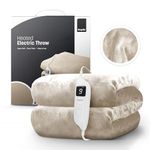 KEPLIN Large Electric Heated Throw Blanket - Electric Blanket Throw for Bedspread with 9 Heat Settings & Timer | Machine Washable Fleece Wool Duvet | Single Size 160x130 cm - Light Grey/Cream Sherpa