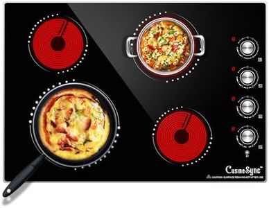 Cusinesync 30 Inch Electric Cooktop, 4 Burner Built-in Electric Stove with 9 Power Levels, Knob Control, Auto shutdown and Residual Heat Warning, 7200W, 220-240V for Hard Wire