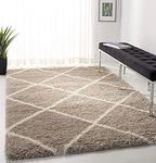 Rufruf Carpets Diamond Shaggy Rug Runners for Bedroom Beige|Ivory, Microfiber, 2x6 Feet