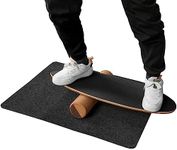 Costway Wooden Balance Board Trainer, Wobble Board w/Roller & Blanket for Skateboard, Hockey, Snowboard & Surf Training to Build Core & Exercise Stability, 3-in-1 Balance Board Kit (Green)