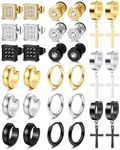 JeweBella 15Pairs Mens Earrings Sta