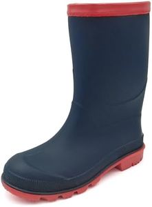Amoji Boy Rain Shoes Girl Rain Boots Rubber Boots Garden Boots Wellies Easy On Rainboots Kids Children Outdoor Waterproof Boots(Toddler/Little Kid/Big Kid) Navy Size 2.5-3 Little Kid