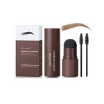 Noies Eyebrow Waterproof Stamp Makeup Kit with Powder Stamp & 10 Reusable Stencils & 2 Eyebrow Brushes (Light Brown)