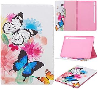 SATURCASE Beautiful Pattern PU Leather Flip Wallet Stand Card Slots Protective Case Cover for Samsung Galaxy Tab S6 10.5 SM-T860 T865 (BFP-7)