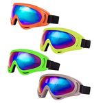 LJDJ Ski Goggles, Pack of 4 - Snowboard Adjustable UV 400 Protective Motorcycle Goggles Outdoor Sports Tactical Glasses Dust-Proof Combat Military Sunglasses for Kids, Boys, Girls, Youth, Men, Women