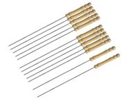 SIOPAWORLD Stainless Steel Portable BBQ Griller Stick with Wooden Handle for Kitchen Tools (Pack of 12) (Multi Colour)