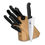 Victorinox Swiss Army Cutlery Fibrox Pro Knife Block Set, 8-Piece, Black