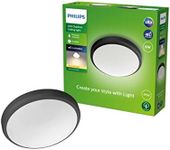 Philips LED Doris Outdoor Ceiling Light 6W [Warm White - Black] Water Resistant IP54, for Garden, Patio and Terrace Lighting.