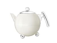 Bredemeijer Teapot Bella Ronde 1,2L, white, chromium fittings, Stainless steel 304, 1,25