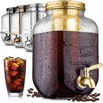 1 Gallon Cold Brew Coffee Maker with EXTRA-THICK Glass Carafe & Stainless Steel Mesh Filter - Premium Iced Coffee Maker, Cold Brew Pitcher & Tea Infuser - by Zulay Kitchen (Gold)