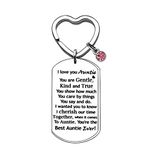 CAROMAY Auntie Keychain Rings Red Birthstone Key Chain Aunt Appreciation Birthday Christmas Gift Best Auntie Ever