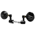 FENRIR CNC Aluminum Alloy Cafe Racer Round Black Motorcycle Bar End Mirrors side 22mm 7/8" inch Handlebar Mirror Universal Rear View For M8/M6 Super Sport Naked Street Bike Cruiser Scooter Minimoto
