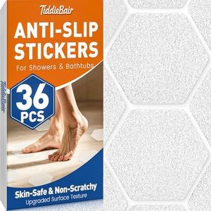 36 PCS Shower Floor Bathtub Non Slip Sticker, Anti Slip Shower Grip Stickers also for Stairs, Upgraded Textured Surface|Smooth Rubber Track Feel -- Skin-Friendly & Better Grip, Clear Hex 3.15”