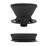 VANDROOP Collapsible Coffee Dripper, Silicone Reusable Pour Over Coffee Dripper for Camping, Business Trip, Home＆Office, Single Pour Over Coffee Maker (Black, 1-2 Cup)