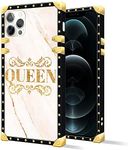 DAIZAG Case Compatible with iPhone 13,B Queen Case Luxury Elegant Women Girls Metal Decoration Corner Classic Retro Soft TPU Case for iPhone 13