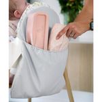 Nibble and Rest Highchair Handy Pocket Pouch, Compatible with IKEA Antilop Highchair,High Chair Accessories, Wipeable and Waterproof Material, One Large Pouch with an Internal Zip Pocket-(Light Grey)