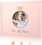 Wedding Guest Book Pink, Elegant Guest Book Weddings Reception with Cover Window Design, Hardcover Leather Guestbook to Sign in, 100 Blank Pages Polaroid Guest Book for Baby Showers and Special Events