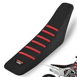 fewfuss Universial Dirt Bike Seat Cover - Soft Ribbed Rubber Seat Covers for Motorcross Enduro (Red)