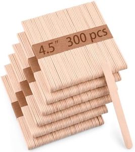 Sakolla 300 Pcs Popsicle Wooden Sticks, 4.5″ Length Natural Wood Standard Ice Pop Sticks for Ice Cream, Cakesicle, Cake Pop, DIY Crafts