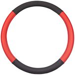 Amazon Brand - Solimo Leather Steering Wheel Cover, Large, Red