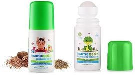 Mamaearth Natural Anti Mosquito Body Roll On, 40ml & Easy Tummy Roll On for Digestion & Colic Relief with Hing & Fennel 40Ml Combo