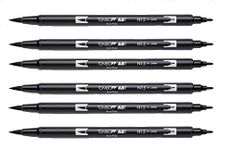 Tombow Dual Brush Pen, Black (66621) (6-PACK)