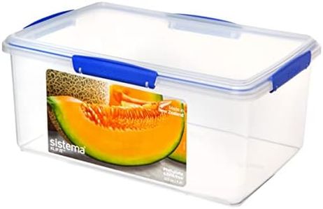 Sistema KLIP IT recipiente para guardar alimentos | 9,67 l | Fiambrera con tapa apilable, hermética y apta para el frigorífico y el congelador | Sin BPA | Clips azules | 1 unidad