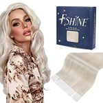 fshine Tape in Hair Extensions Long Hair 24 Inch White Blonde Hair Extensions Tape in Remy Hair Seamless Tape in Human Hair Extensions for Women 20PCS 50 Grams