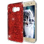 OKZone Compatible Galaxy A5 2017 Case, Bling Glitter Sparkle Design Slim Fit Soft Gel TPU Silicone Skin Cover Anti-scratch Protective Shining Fashion Style Case for Samsung Galaxy A5 2017 (Red)