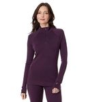 Smartwool Women's Classic Thermal Merino Wool Base Layer — Quarter Zip (Slim Fit), Purple Iris Heather, Medium