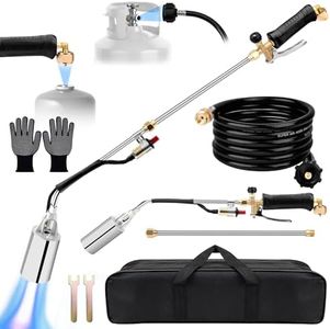 Propane Torch Weed Burner Kit, High Output with Long/Short Mode, Heavy Duty Blow Torch Flamethrower with 12.5FT Hose, Dual Fuel Support for Weed Burning, Melting Ice and Snow, Roofing and BBQ