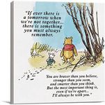 Classic Winnie the Pooh Wall Art Decor If Ever There Is A Tomorrow Quote Canvas Painting Pictures Framed Print Sign Artwork Ready to Hang for Home Nursery (8x8 Inch)