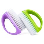 Amaxiu Hand Nail Brushes, 2pcs Handle Grip Heavy Duty Nail Brushes for Cleaning Fingernails Nylon Firm Stiff Bristles Deep Clean Scrubber for Mechanics Gardeners Hand Under Nails Toes(Green, Purple)