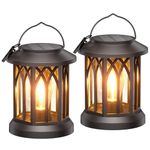 KOOPER Solar Lights Outdoor Garden, 2 Pack Hanging Solar Garden Lanterns with LED Bulds, Waterproof Garden Ornaments Outdoor Lantern Lights Solar Powered for Decoration Yard Pathway Patio