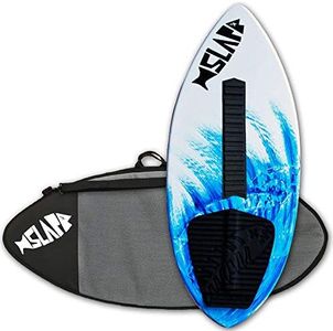 USA Made 50" Slapfish Skimboard - Fiberglass & Carbon - No Rider Weight Limit - with Traction Deck Grip - Kids & Adults - 4 Colors (Blue Board + Arch Bar & Travel Bag)