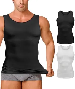 Gotoly Men Compression Shirt Shapewear Slimming Body Shaper Vest Undershirt Tummy Control Tank Top(Black+White 2pcs,3X-Large)