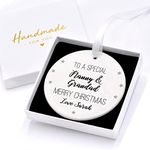 Christmas Gift For Special Nanny & Grandad, Personalised Christmas Tree Decoration For Nanna Nan Grandma, Gift From Grandchildren, With Gift Box