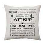 Aconesong Aunt Gifts Auntie Cushion Cover Gifts for Aunt Birthday from Niece Nephew Idea Christmas Retirement Gift for Auntie Cushion Case Best Aunt Ever Gift Decoration Throw Pillow Cover (Aunt)