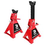 BIG RED T43005A Torin Steel Heavy Duty Jack Stands: Double Locking Pins, 3 Ton (6,000 lb) Capacity, Red, 1 Pair (2 Pack)