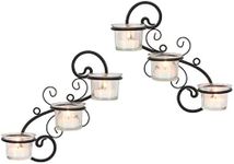 Stonebriar Decorative Black Metal Tea Light Candle Holder Wall Sconce Set