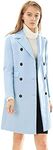 Allegra K Women's Long Jacket Notched Lapel Double Breasted Trench Coat Blues 3X-Large