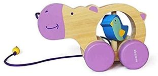 Shumee Wooden Haley Pull-Along Hippo Toy (1 Years+) | Multicolor | Eco Friendly & Safe | 100% Child Safe | No Plastic | ASTM Certified