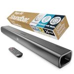 Majority Bluetooth 140W TV Soundbar, 2.1 Channel, 3D Surround Sound with Built-in Subwoofer | EQ Control, HDMI Arc, Optical, AUX, and Remote Control, Wall Mountable Naga 80