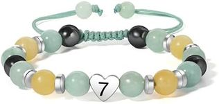 SIXFOX Natural Stone Charm Bead Bracelets Adjustable Lucky Bracelet Inspirational Back to School Bracelets First Day of School Bracelets Graduation Birthday Gifts (Heart)